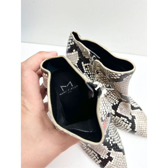 Marc Fisher LTD Boots Size 6.5 Beige Snakeskin-Embossed Unno Leather Bootie NEW - Picture 9 of 10